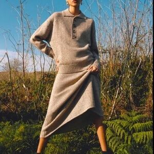 ZARA‎ Wool Blend Multicolored Brown Neutral Knit A Line Midi Skirt Size M Work